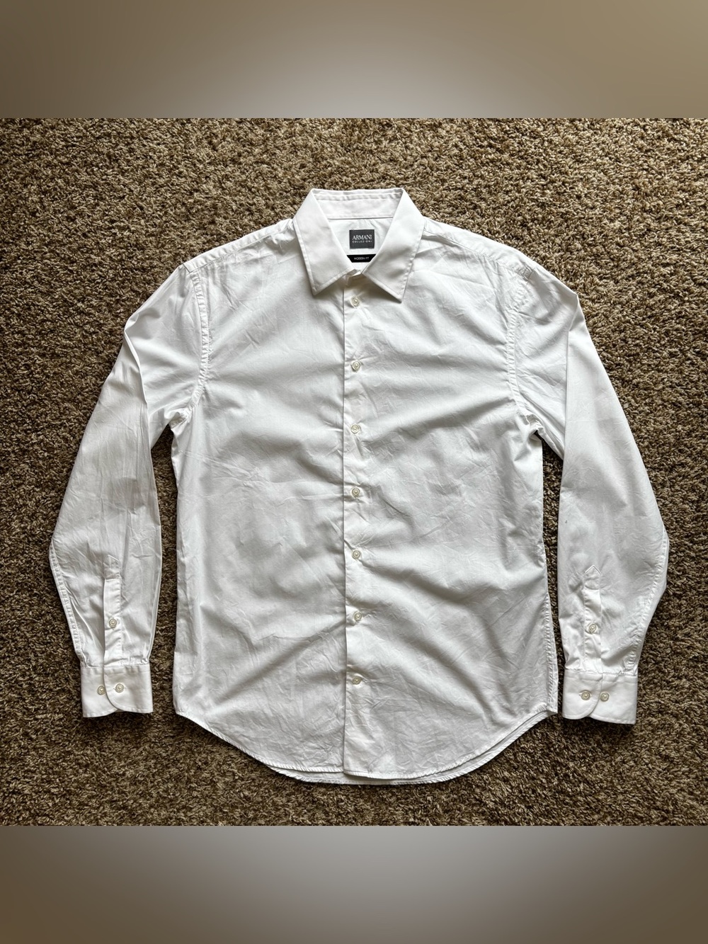 Armani Collezioni White Men's Dress Shirt - Classic Collared Button-Up